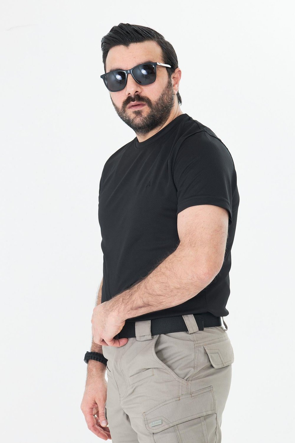 Dry Touch Kumaş Likralı T-shirt Siyah