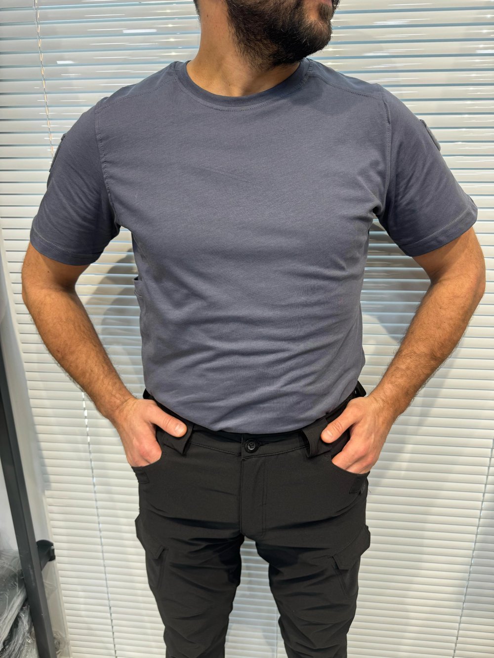 Füme Bisiklet Yaka Taktikal T-shirt