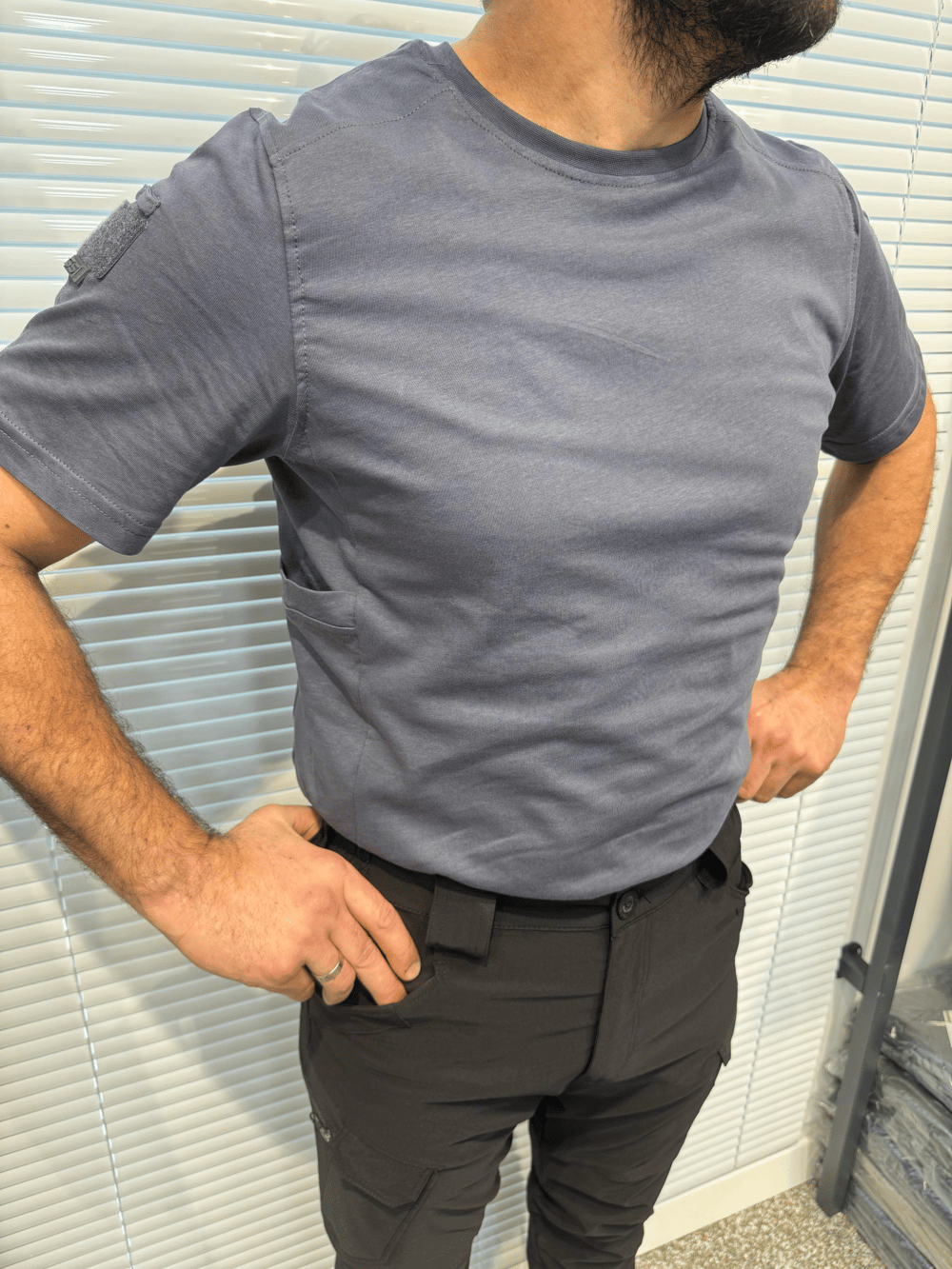 Füme Bisiklet Yaka Taktikal T-shirt