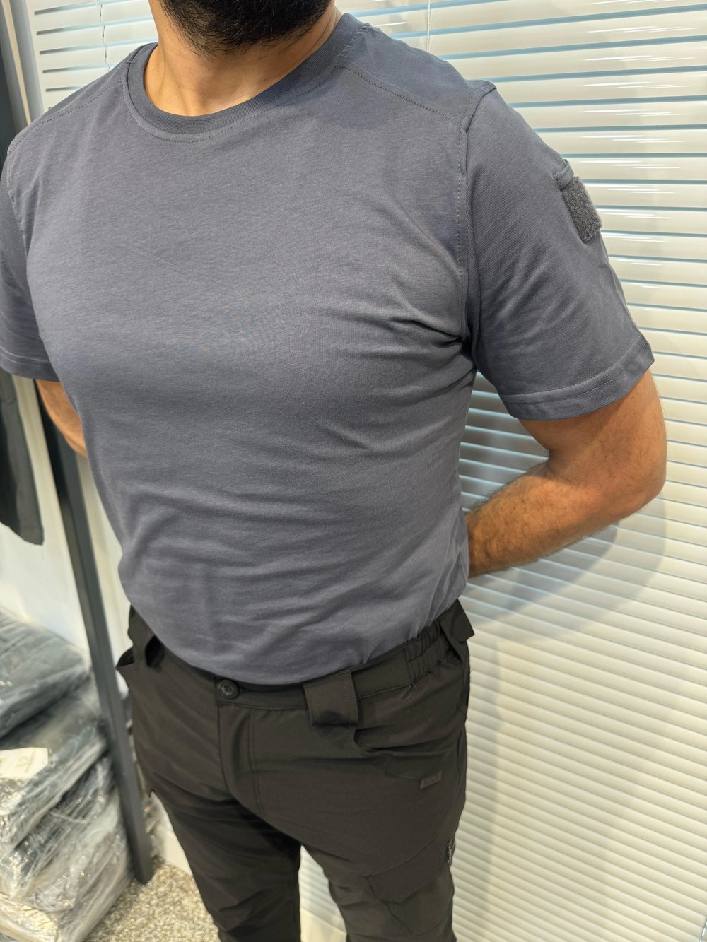 Füme Bisiklet Yaka Taktikal T-shirt