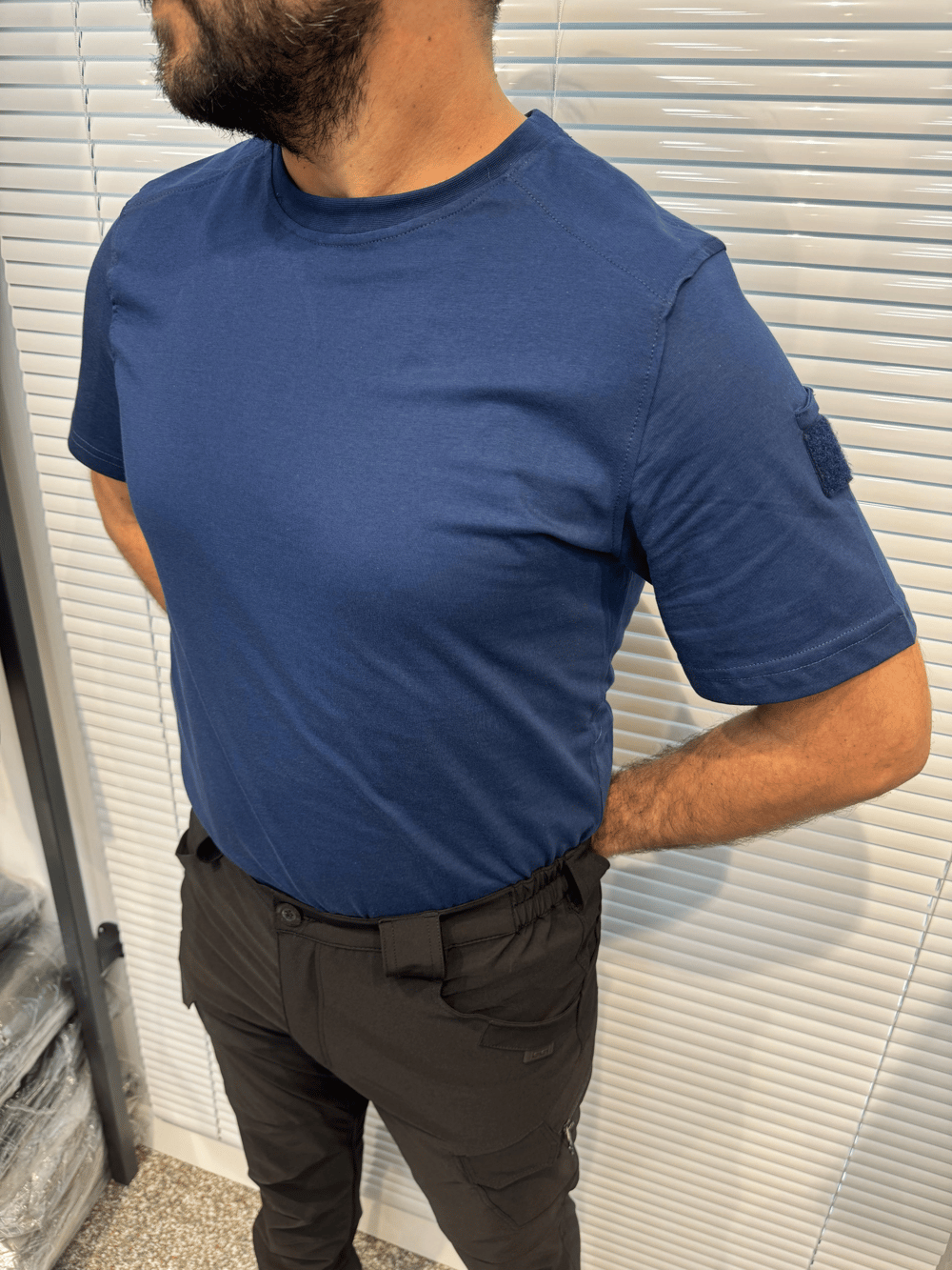 Lacivert Bisiklet Yaka Taktikal T-shirt