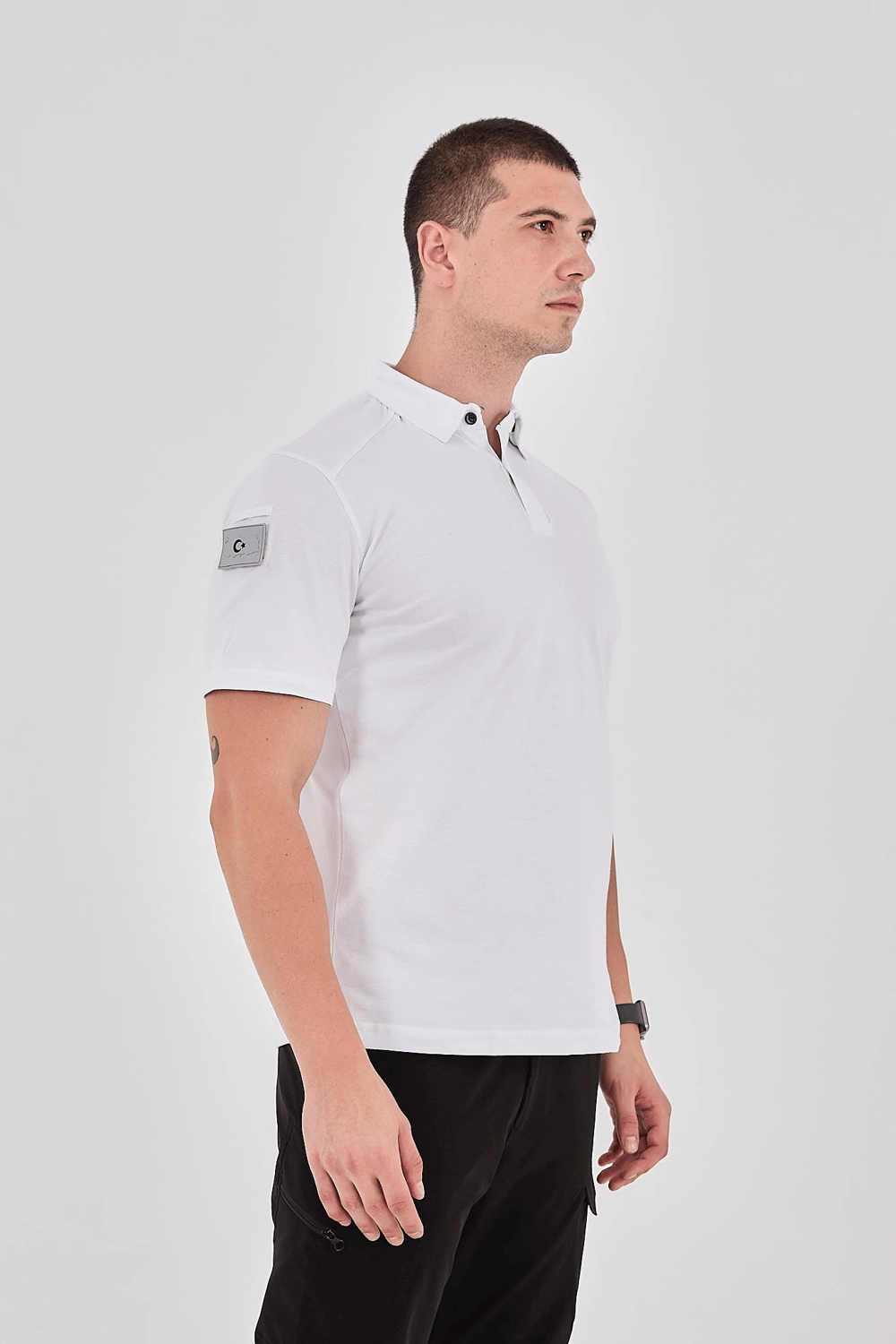 Polo Yaka Taktik Tshirt Beyaz