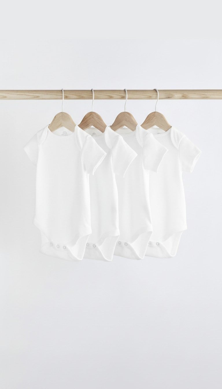 Next 4'lü Bebek Kısa Kollu Bodysuits Beyaz