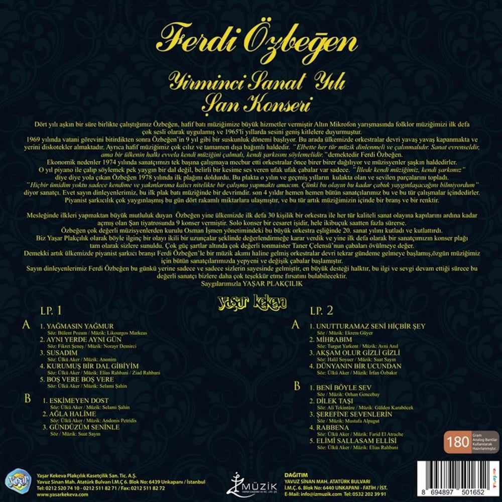 Ferdi Özbeğen -20.Sanat Yılı Şan Konseri (Renkli 2 Plak)