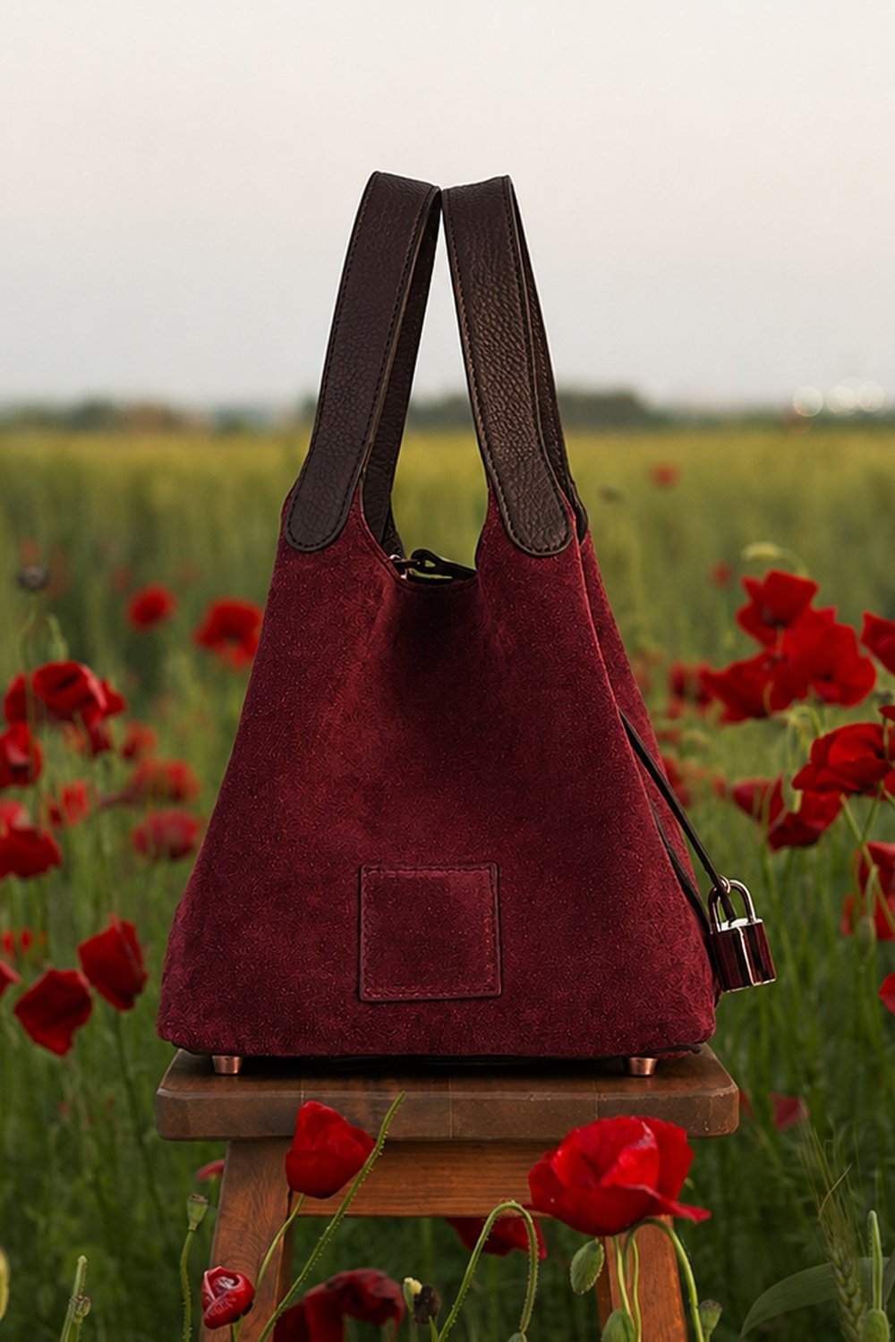 Bordo Renk Hakiki Deri Kadın Çanta SUGAR BAG LITTLE