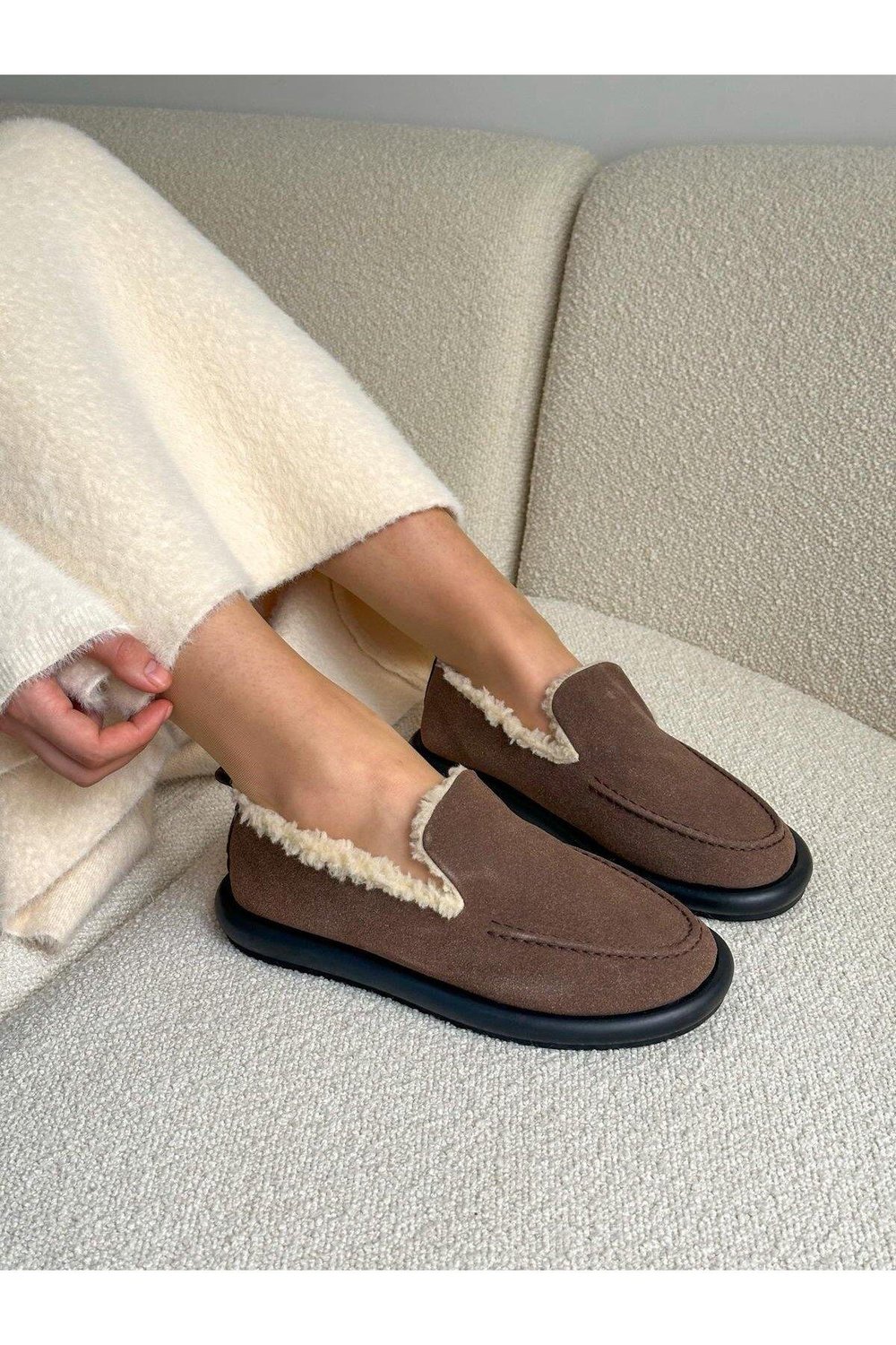 Kahve Süet (day) İci Peluş Kadın Loafer