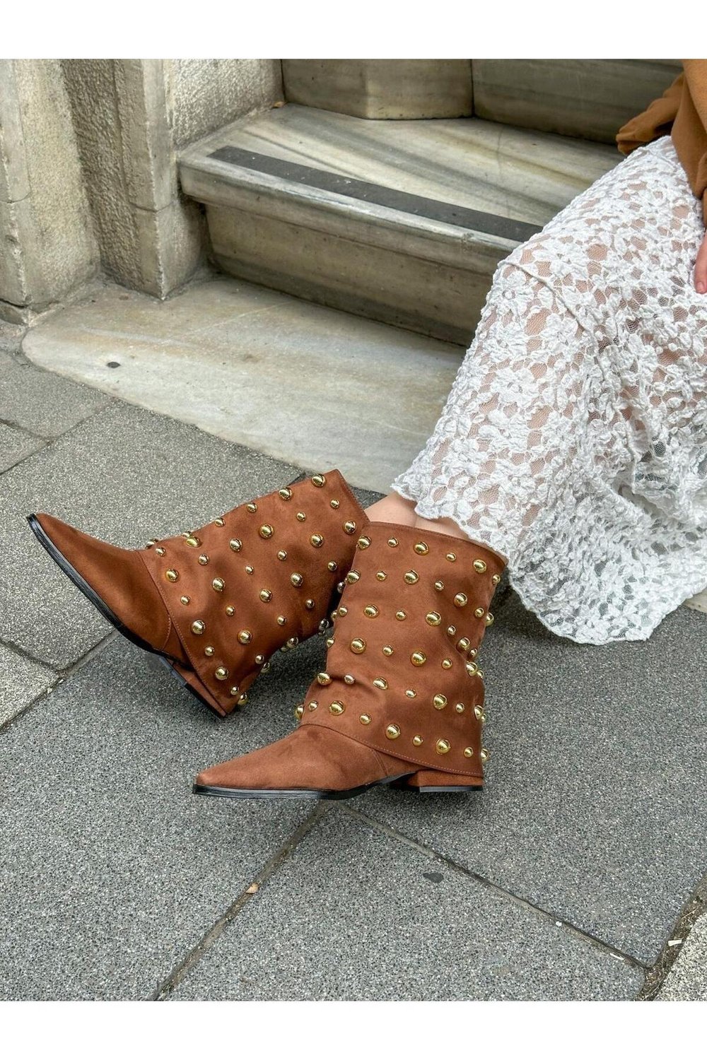 Taba Süet (Bead) Trok Detay Kadın Çizme