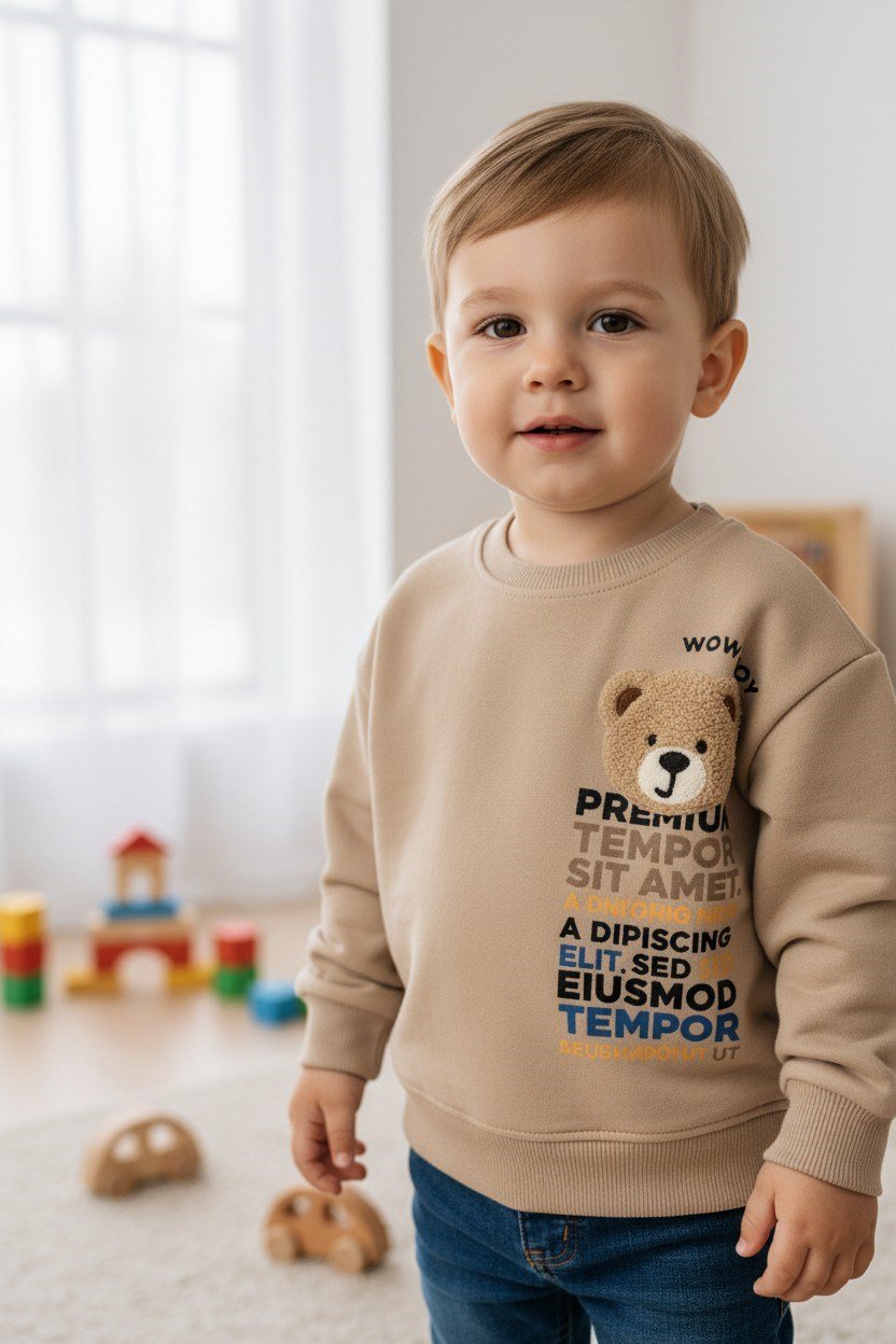 Ayıcık Figürlü Nakışlı Sweatshirt