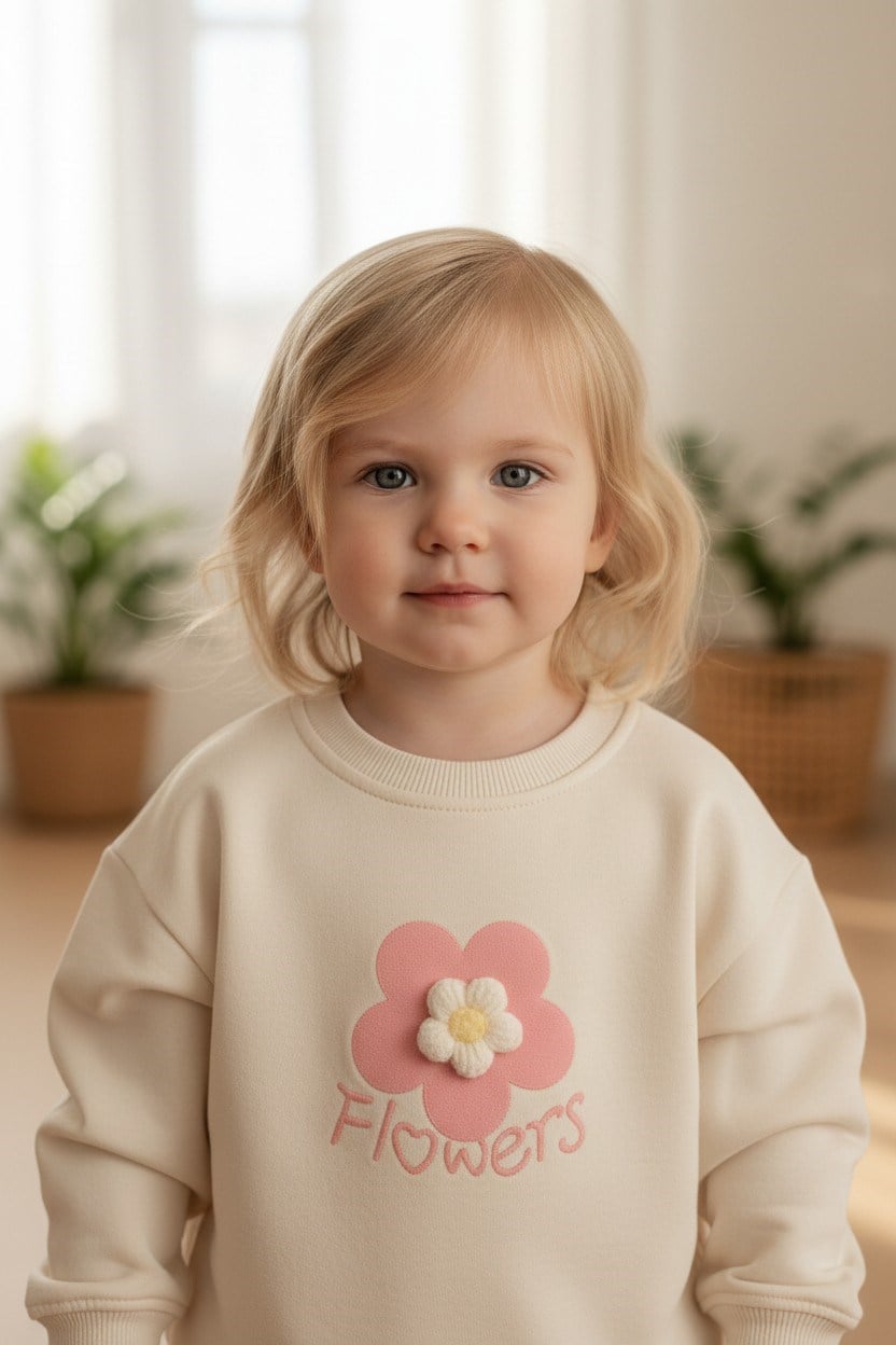 Çiçek Örgülü Sweatshirt