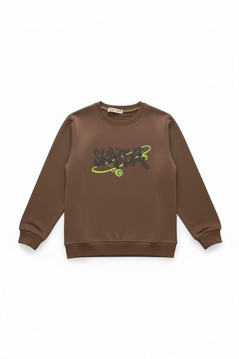 Çocuk Skater Baskılı Sweatshirt
