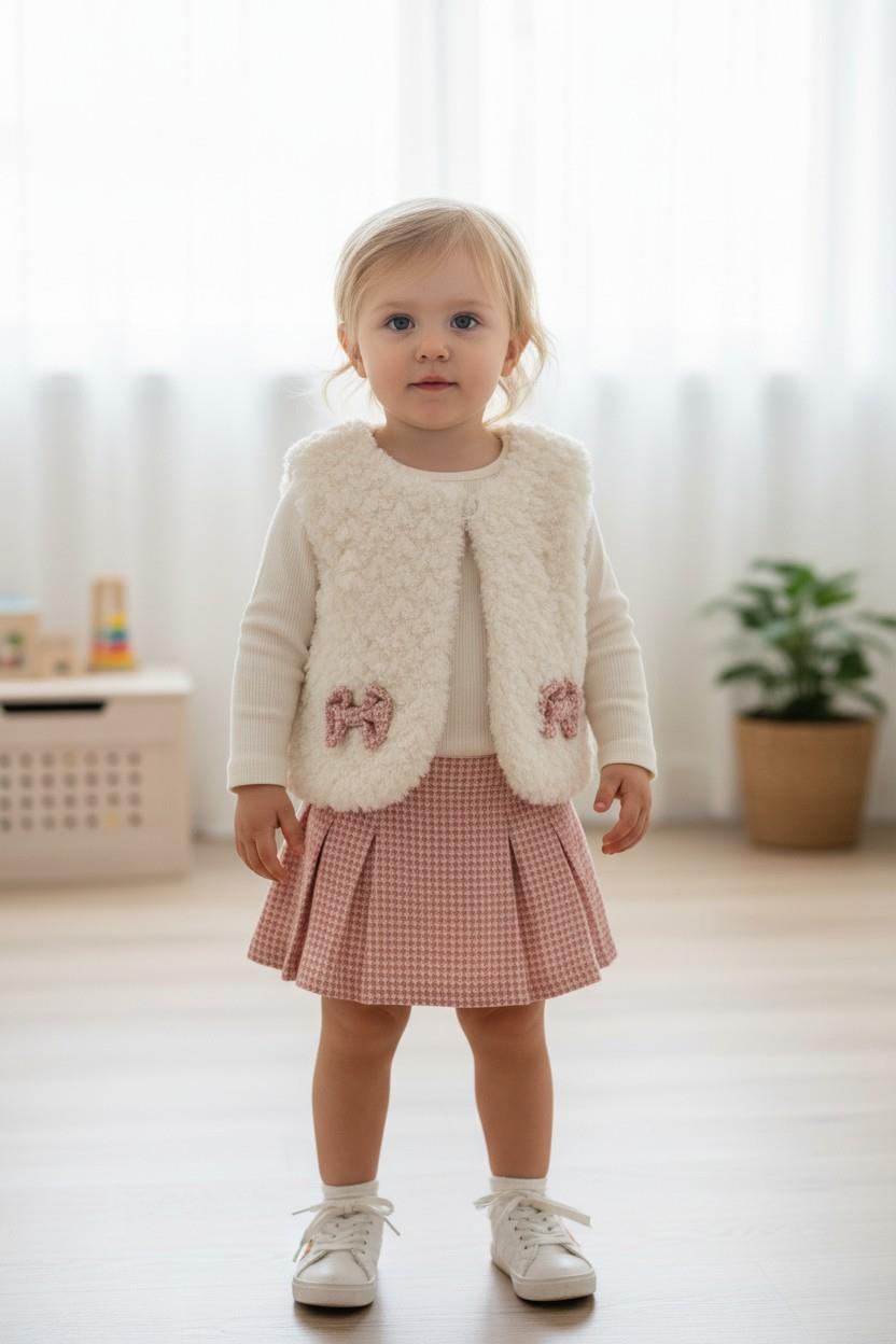 Fiyonklu Yelekli 3'lü Takım