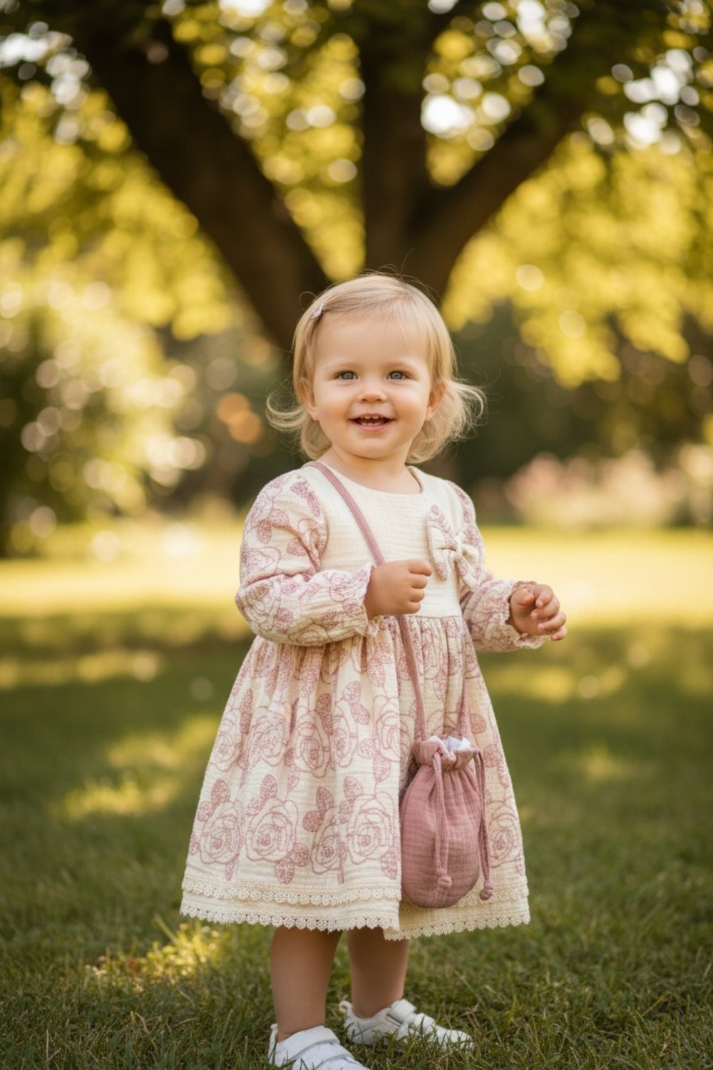 Muslin Çiçekli Kız Çocuk Elbise