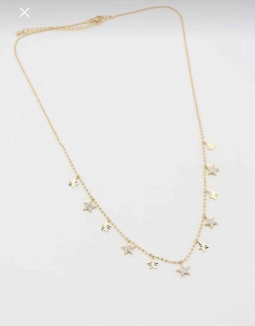 14K Gold Renk Çelik Yıldız Detaylı 45+5 cm Kolye