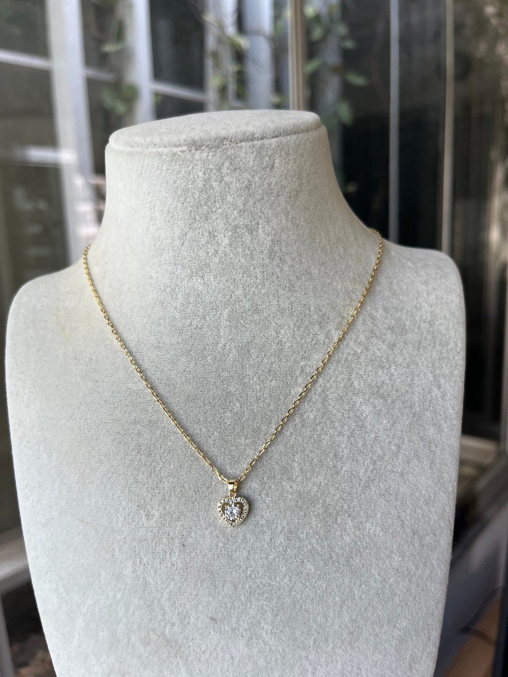 Işıltılı Kalp Gold Çelik Kolye