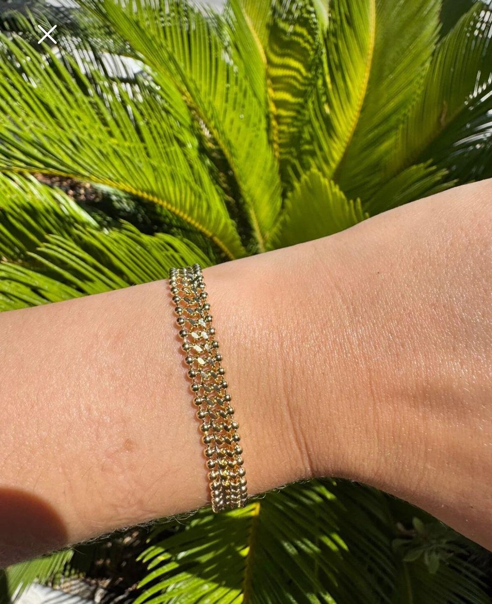 Kadın 14K Çelik Top Detaylı Zarif Bileklik (Ayarlanabilir)