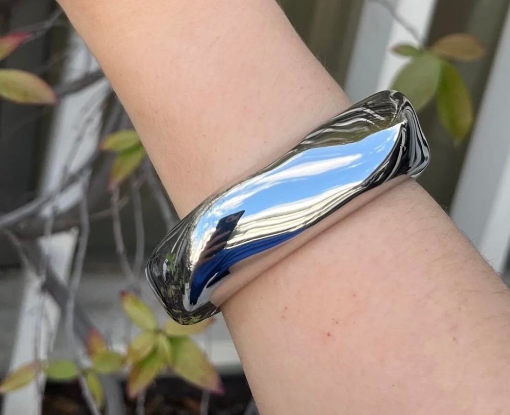 Kalın Oval Çelik Bileklik Silver Renk – Modern Takı