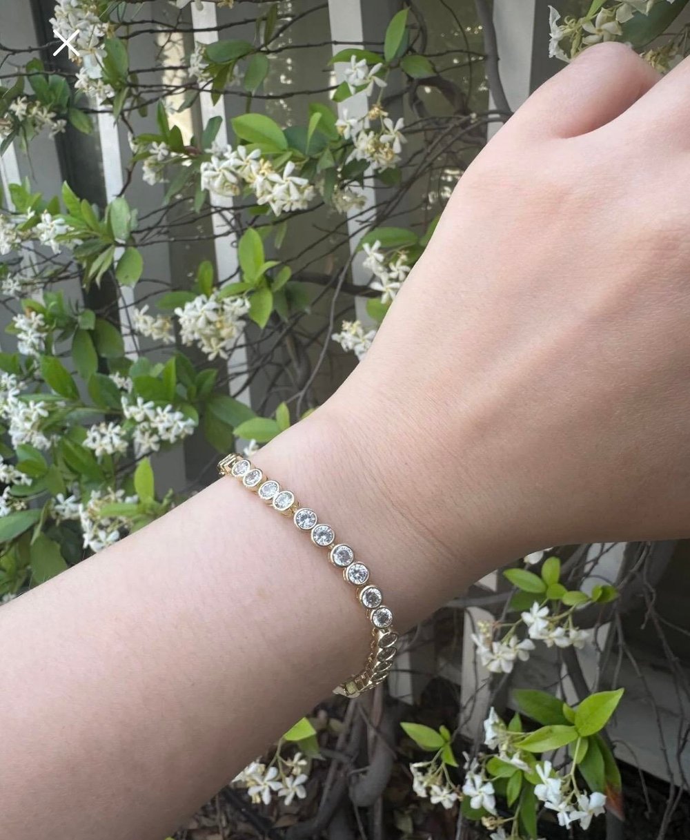 Zirkon Taşlı Işıltılı Kadın Su Yolu Çelik Bileklik - Ayarlanabilir Bilezik Modeli