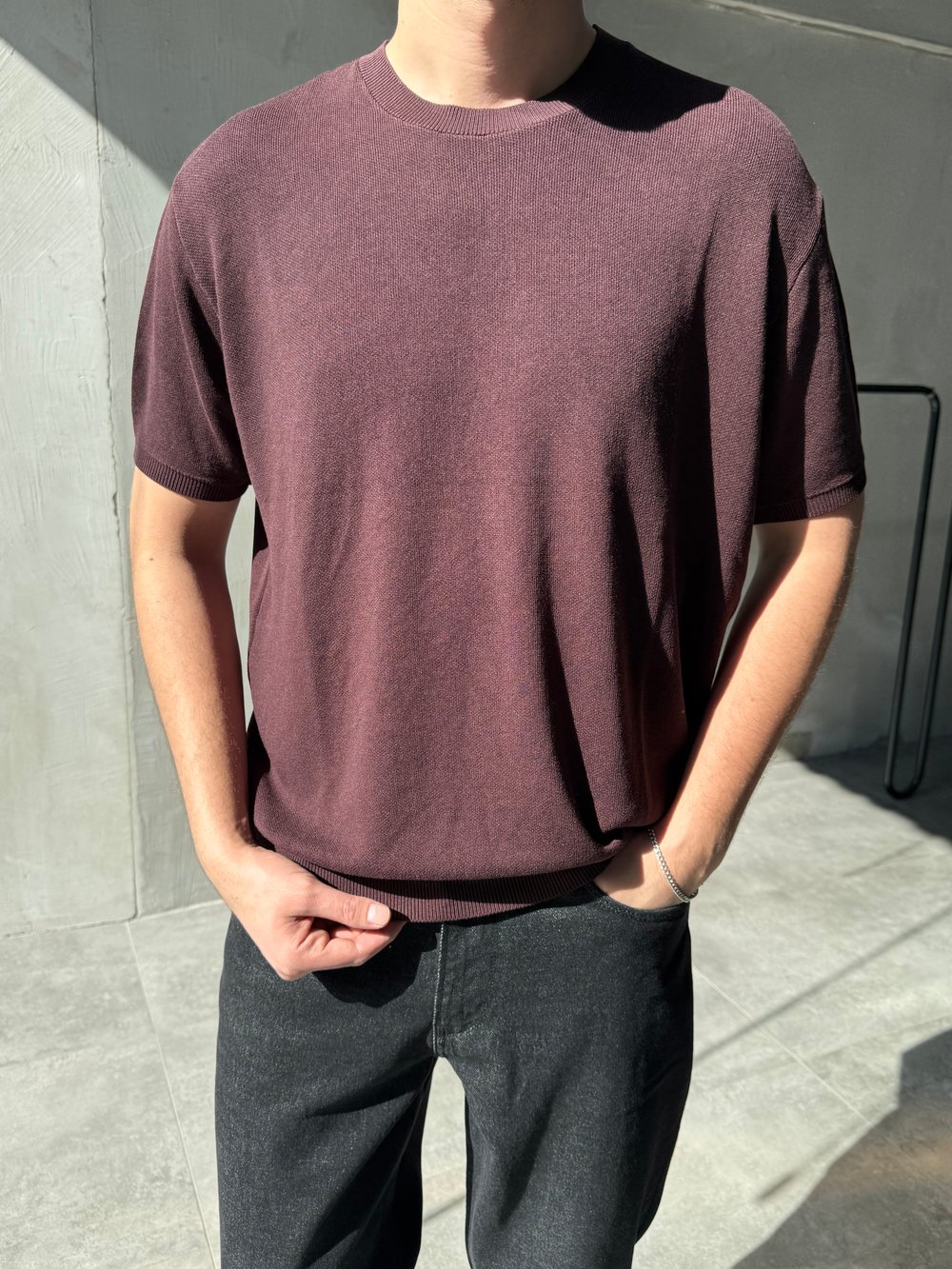 Basic Bordo Triko T-shirt