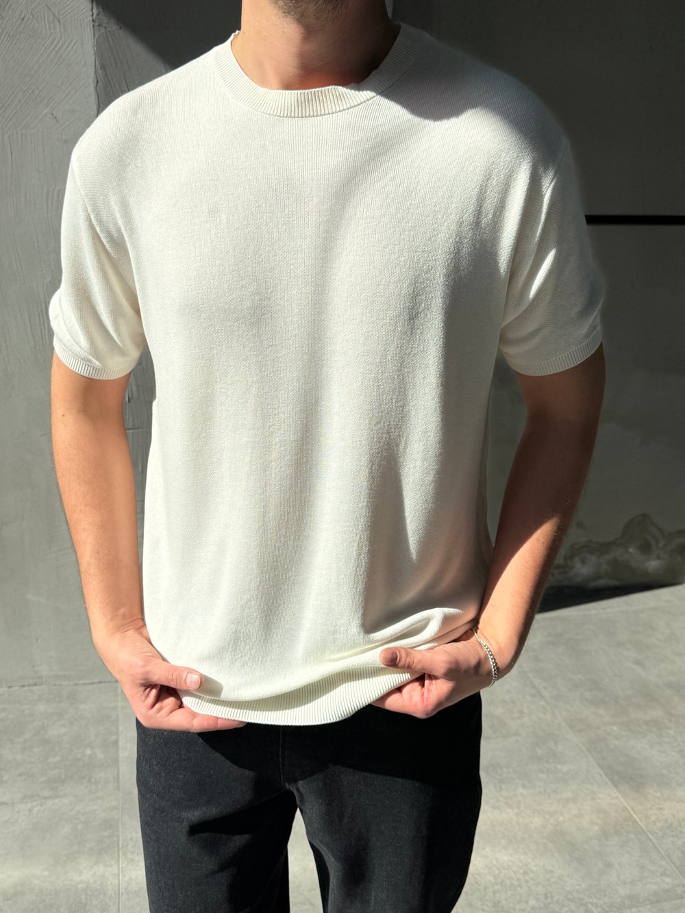 Basic Ekru Triko T-shirt