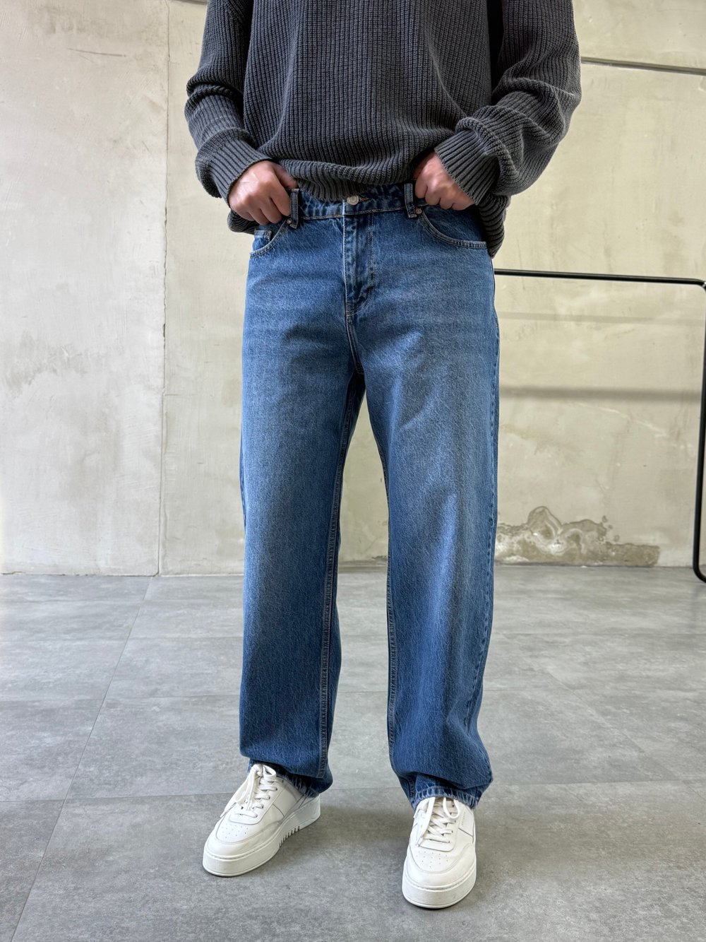 Basic Koyu Mavi Baggy Jean
