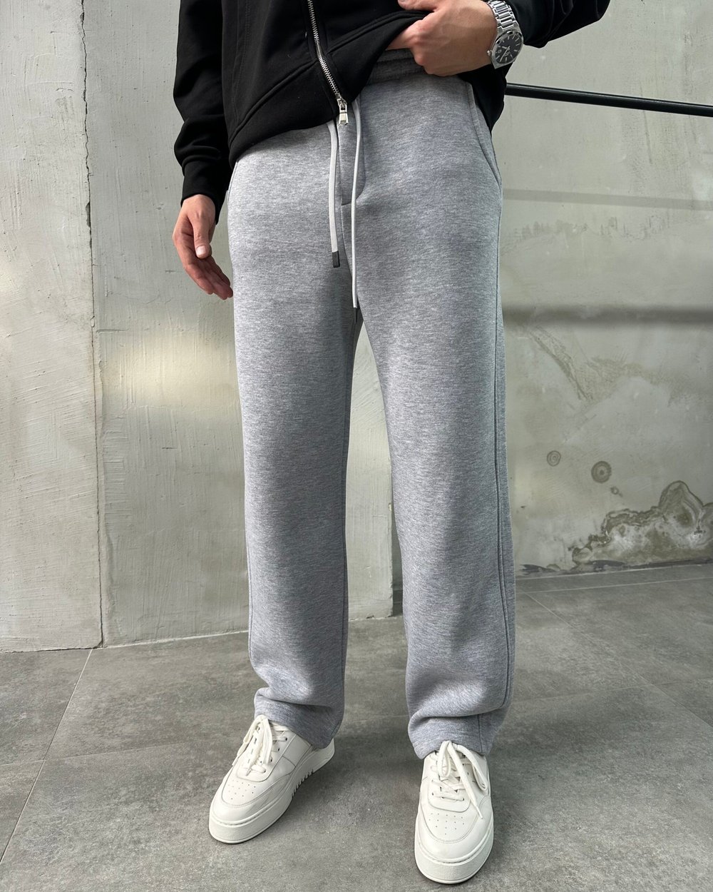 Basic Şardonlu Gri Baggy Eşofman Altı