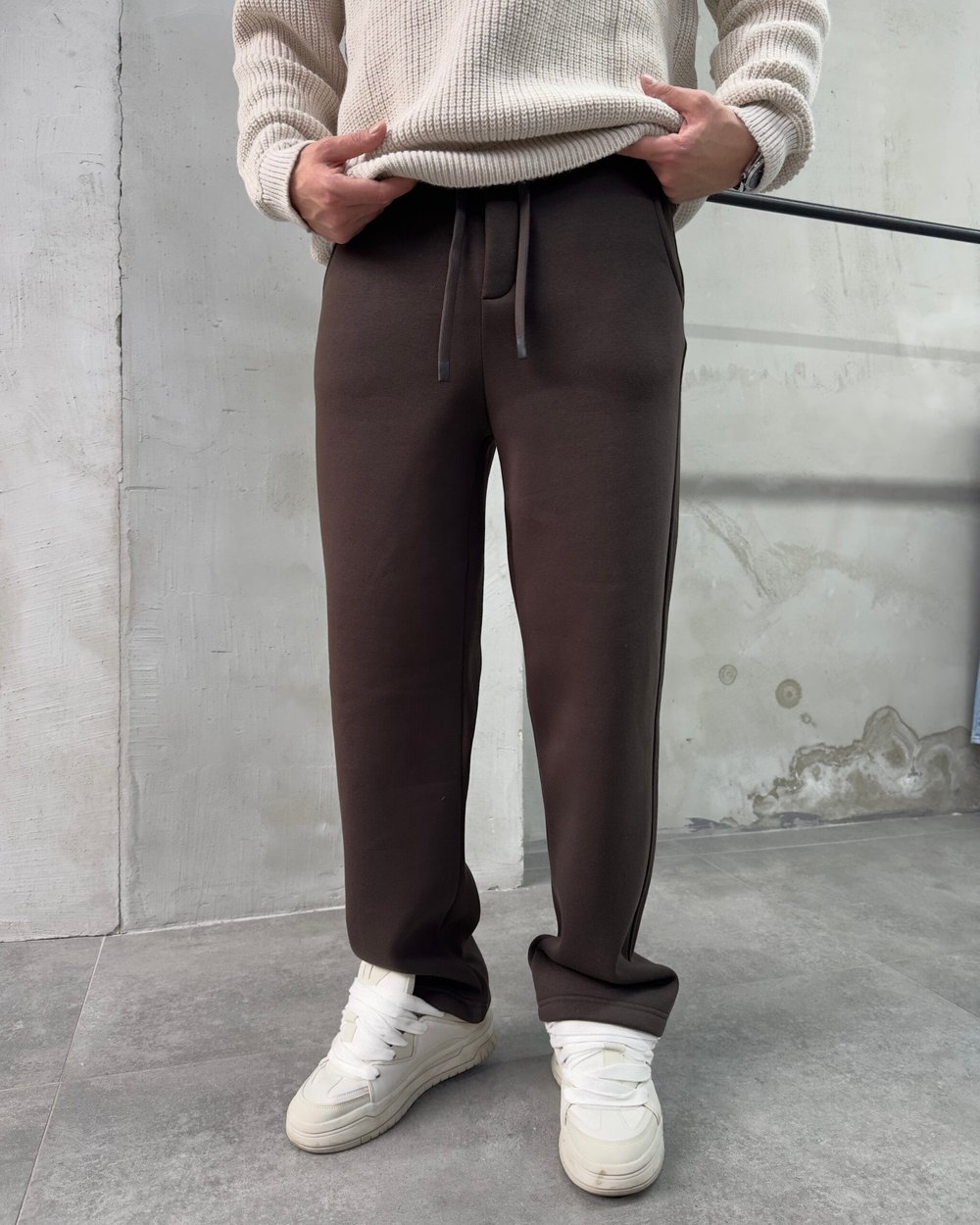 Basic Şardonlu Kahve Baggy Eşofman Altı