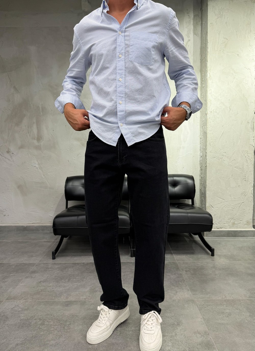 Düz Paça Siyah Regular Fit Jean