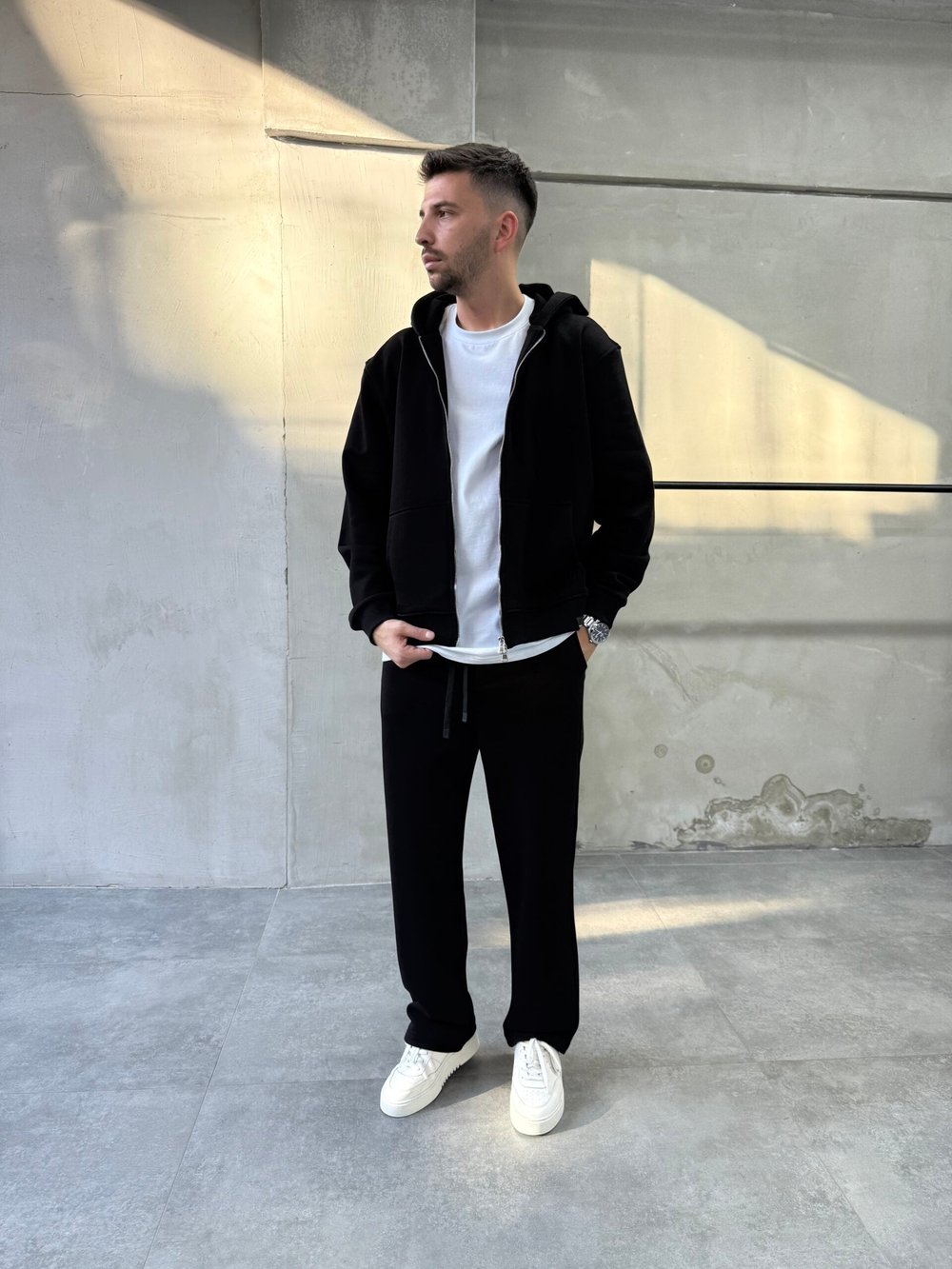 Fermuarlı Basic Siyah Eşofman Takımı