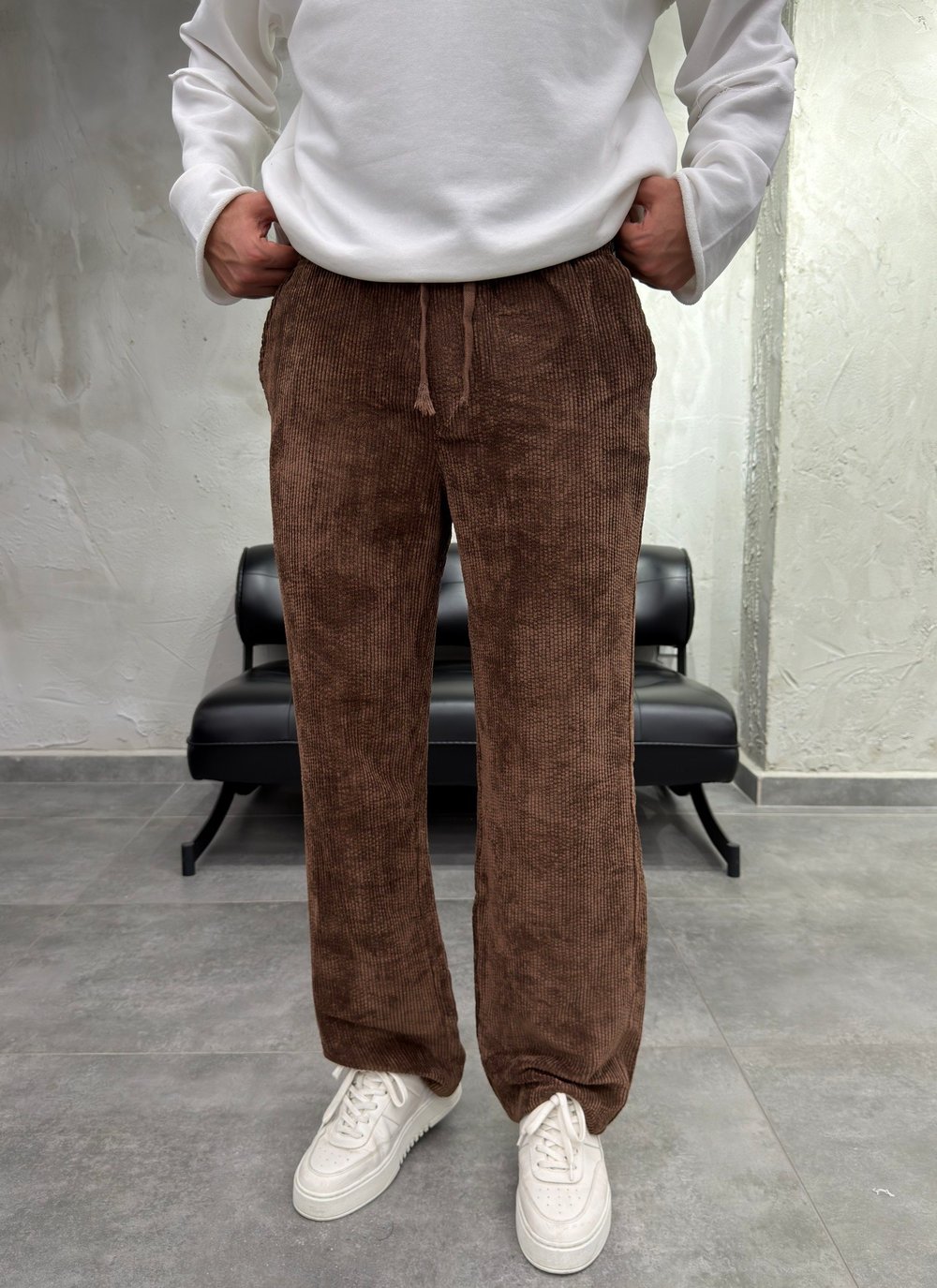 Fitilli Kadife Kahve Baggy Pantolon