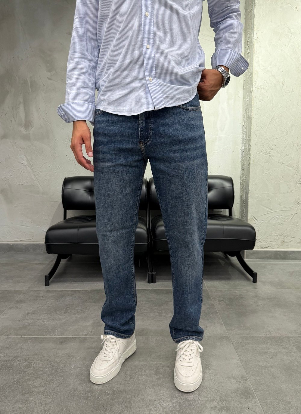 Likralı Düz Paça Tintli Yeşil Regular Fit Jean