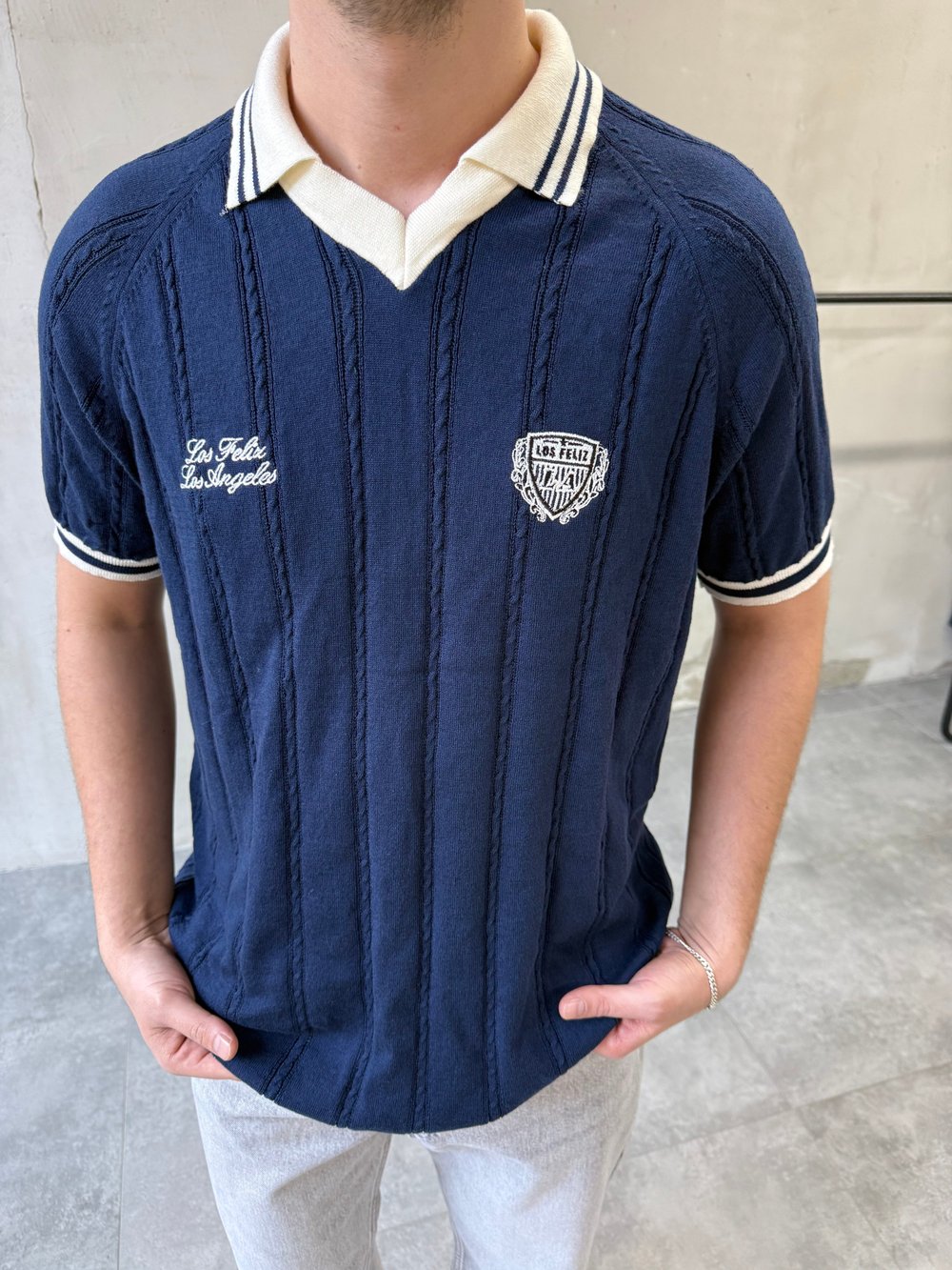Los Arma Nakışlı Polo Yaka Lacivert Triko T-shirt
