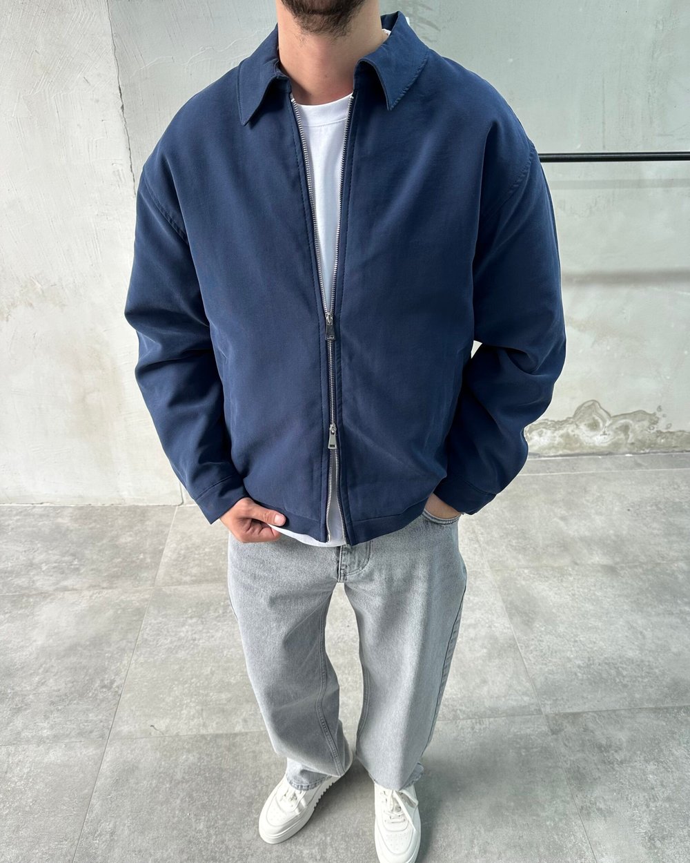 Oversize Lacivert Kapitone Erkek Ceket