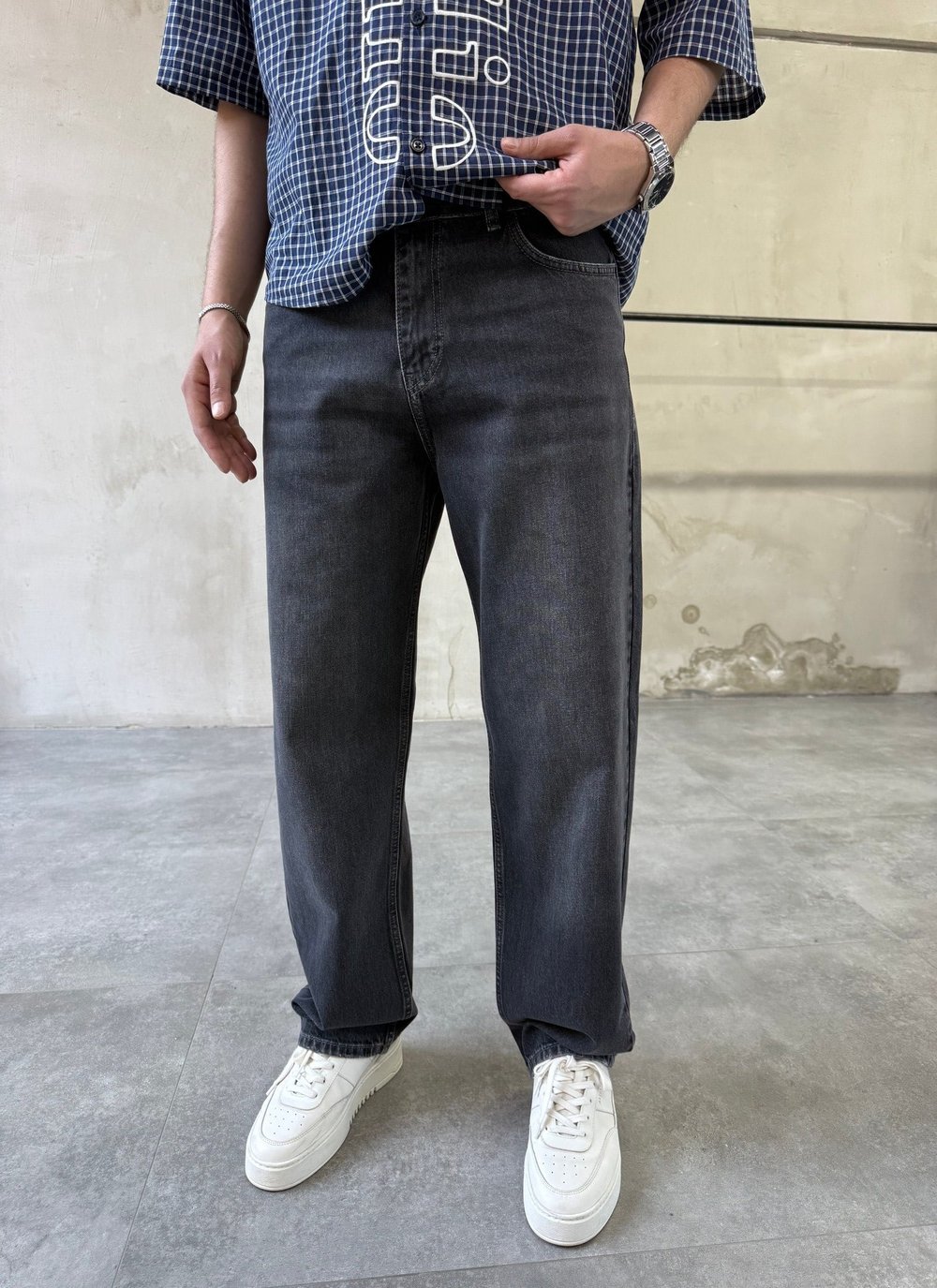Yıkamalı Trend Model Antrasit Baggy Jean