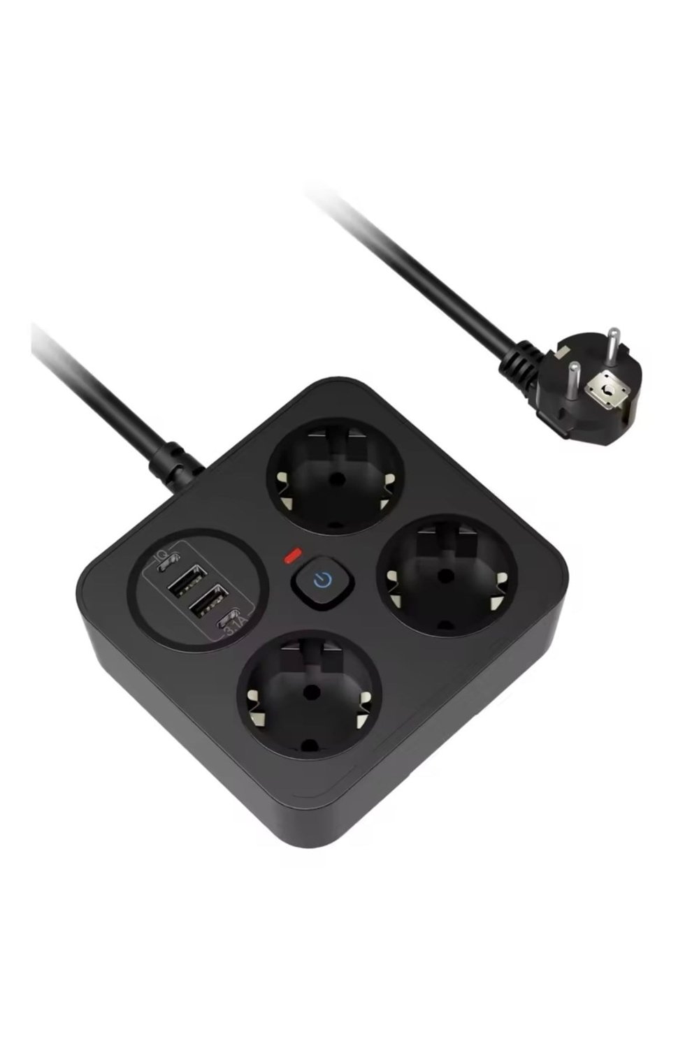 Aşırı Yük Koruyucu Avrupa Soket Kartı Tip-C Usb 2 m Uzatma Kablosu  Emniyet Anahtarı ile