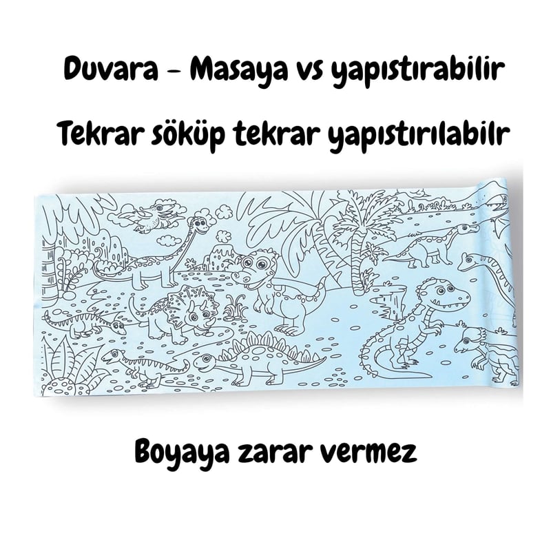 LİNO YAPIŞKANLI BOYAMA RULOSU AGE OF DINOSAURS 200X30 CM