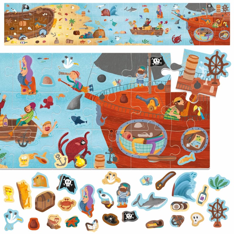 HEADU PUZZLE + STICKERS THE PIRATES (+3 YAŞ)