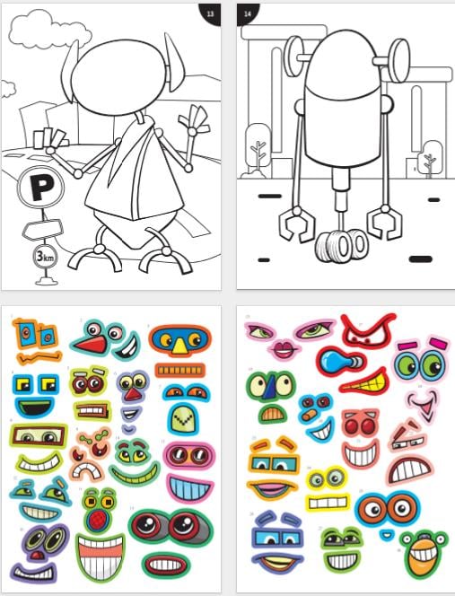 LİNO FUNNY FACES STİCKERLI BOYAMA KİTABI ROBOTLAR
