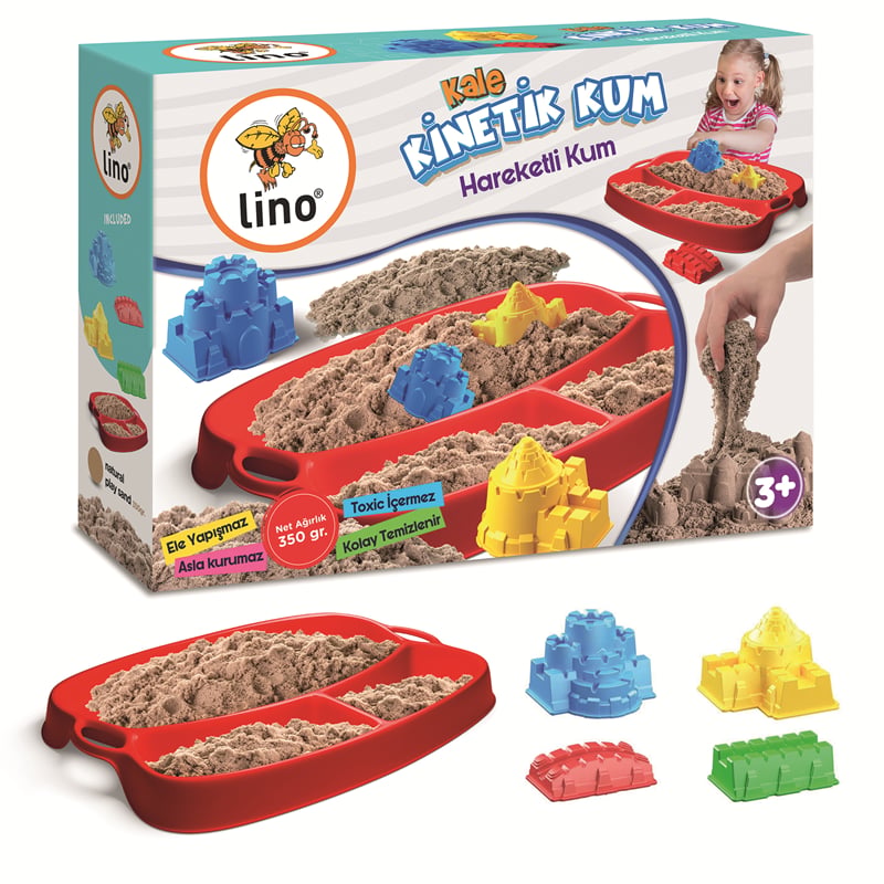 LİNO KİNETİK KUM SETİ KALE TEMALI (350 GR KUM+TEPSİ+4 KALIP)