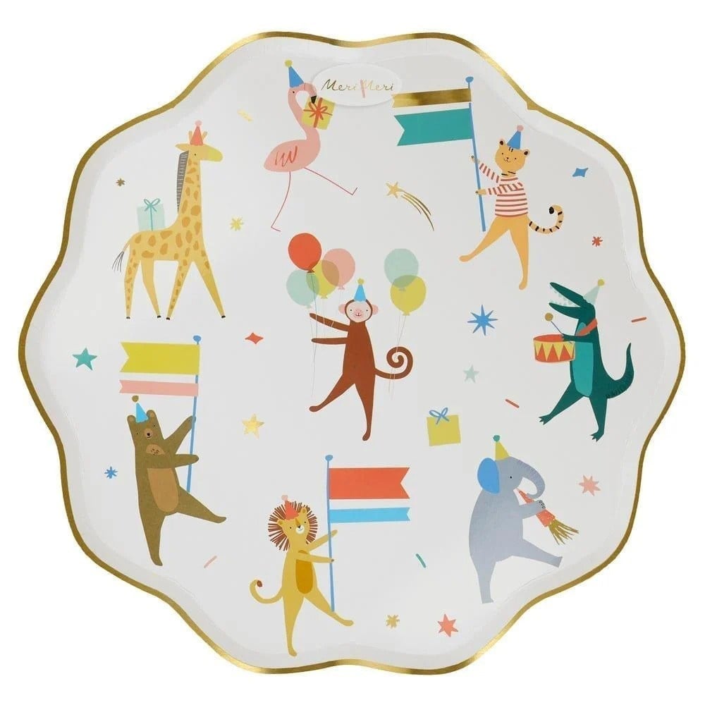Meri Meri - Animal Parade Dinner Plates - Hayvan Geçit Töreni Tabaklar (L) (8li)