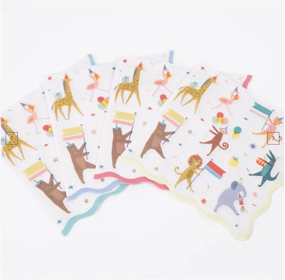 Meri Meri - Animal Parade Large Napkins - Hayvanlar Geçit Töreni Peçeteler (16lı)