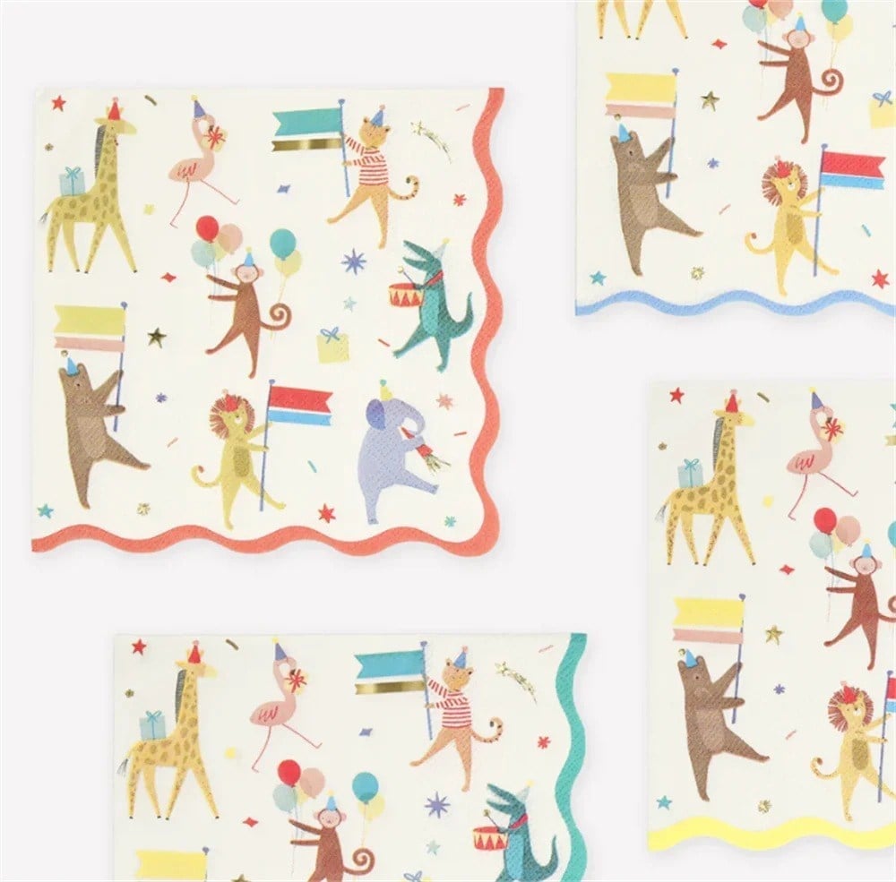 Meri Meri - Animal Parade Large Napkins - Hayvanlar Geçit Töreni Peçeteler (16lı)