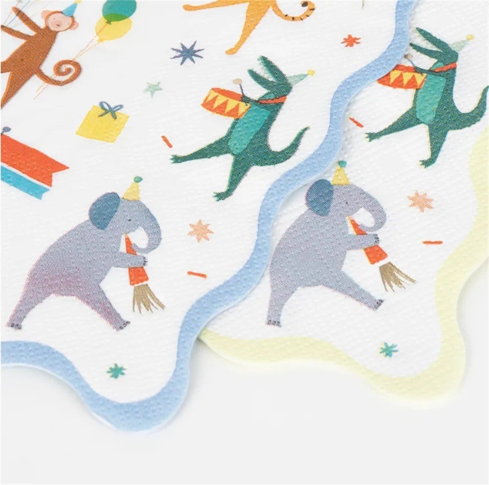 Meri Meri - Animal Parade Large Napkins - Hayvanlar Geçit Töreni Peçeteler (16lı)