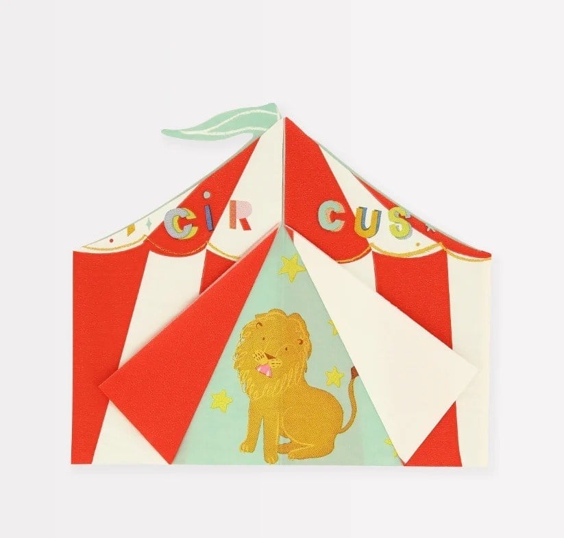 Meri Meri - Circus Shaped Big Top Napkins - Şekilli Sirk Peçete (16lı)