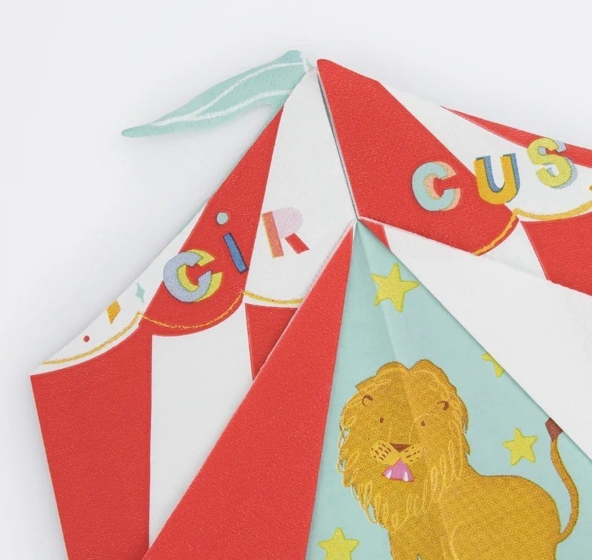 Meri Meri - Circus Shaped Big Top Napkins - Şekilli Sirk Peçete (16lı)