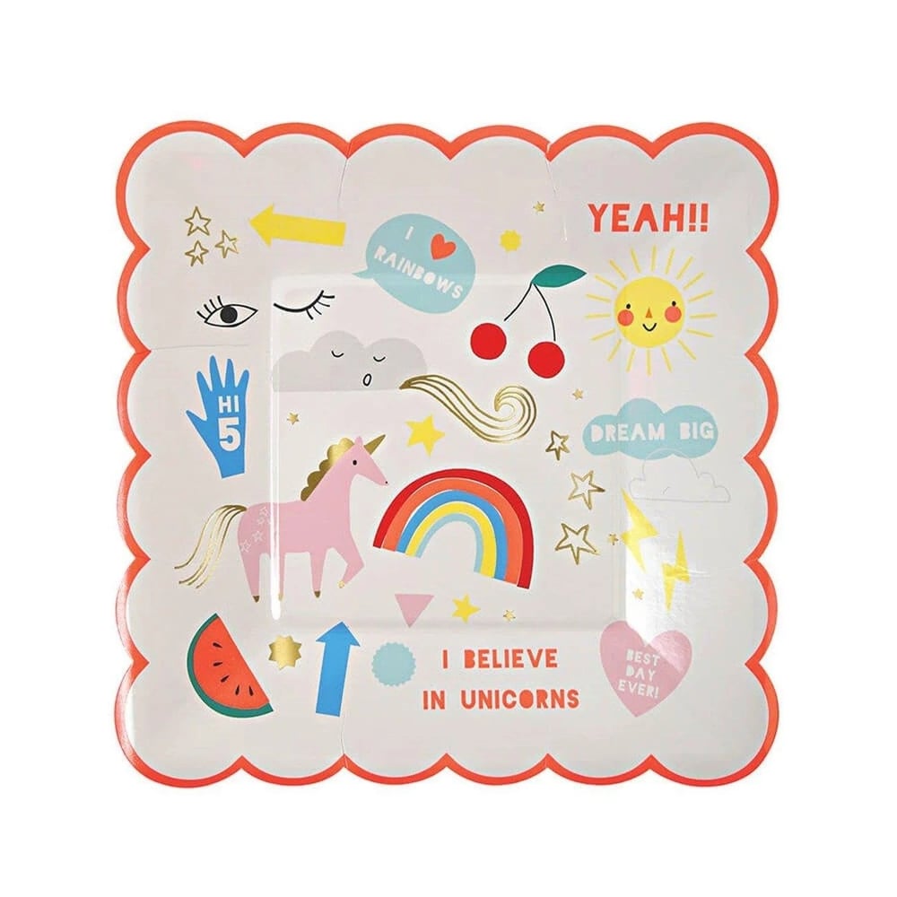 Meri Meri - I Believe In Unicorns Small Plates - Unicorn Tabak - S