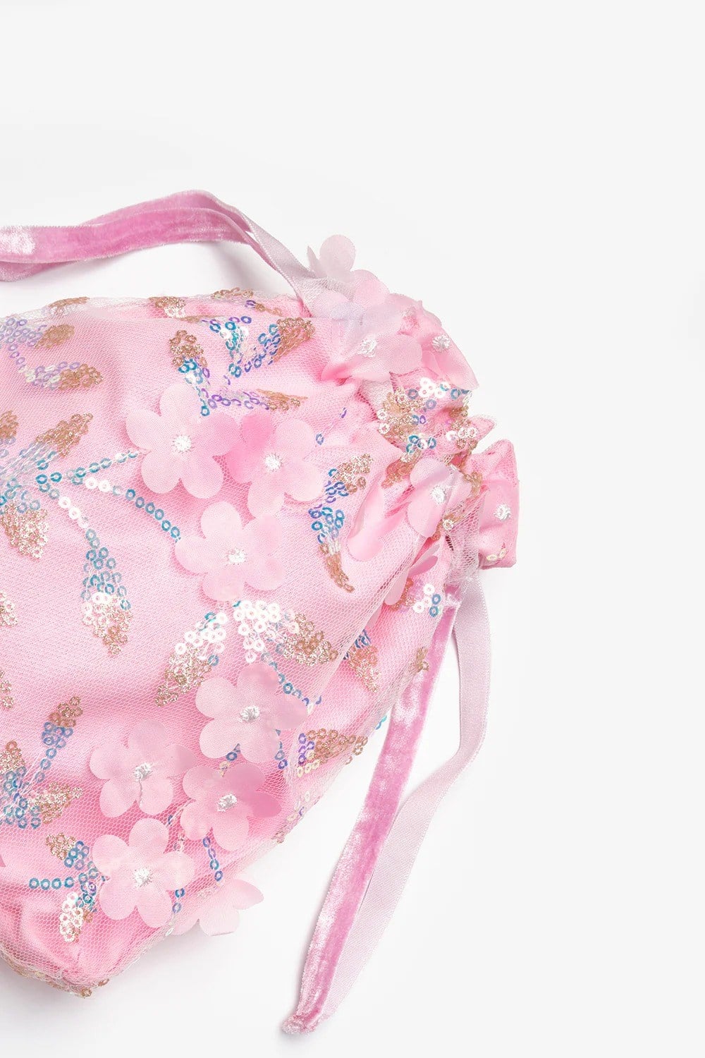 Pembe Çiçek ve Pul Detaylı Kız Çocuk Çanta Pembe 