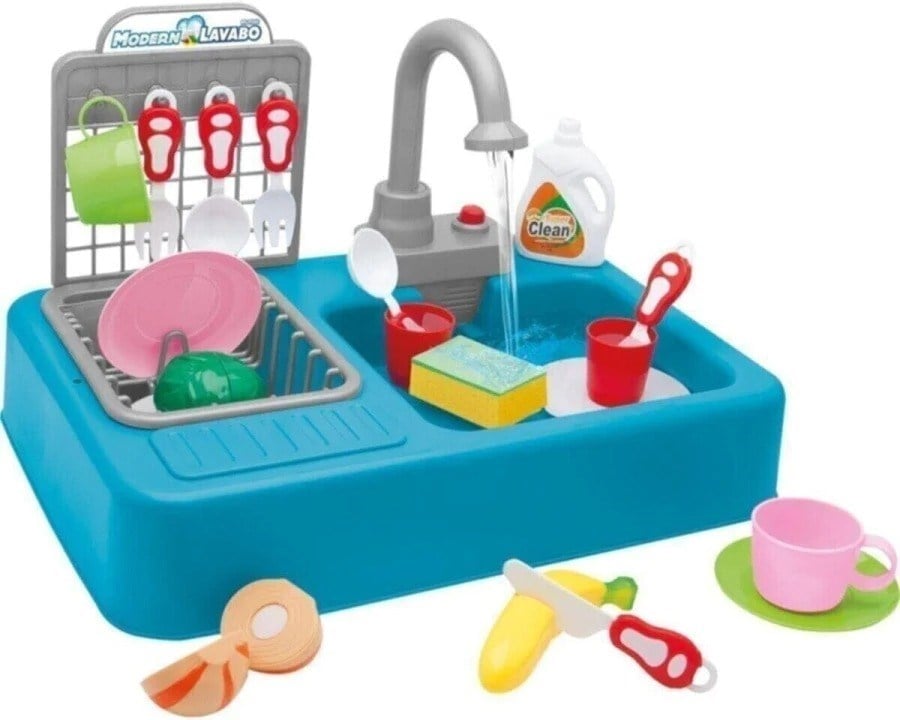 Pilli Modern Mutfak Lavabo Seti Mavi 25 Parça 