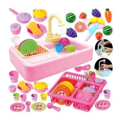 Pilli Modern Mutfak Lavabo Seti Pembe 25 Parça 