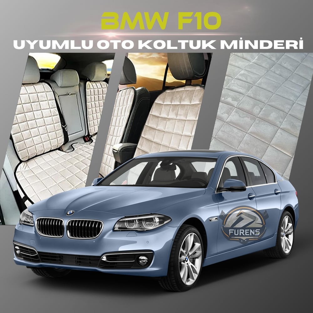 Bmw F10 Bej Renk Tay Tüyü Cepli & Terletmez Sırtlı Oto Koltuk Minder Seti - Koltuk Koruma Kılıfı (ÖN & ARKA TAM SET)