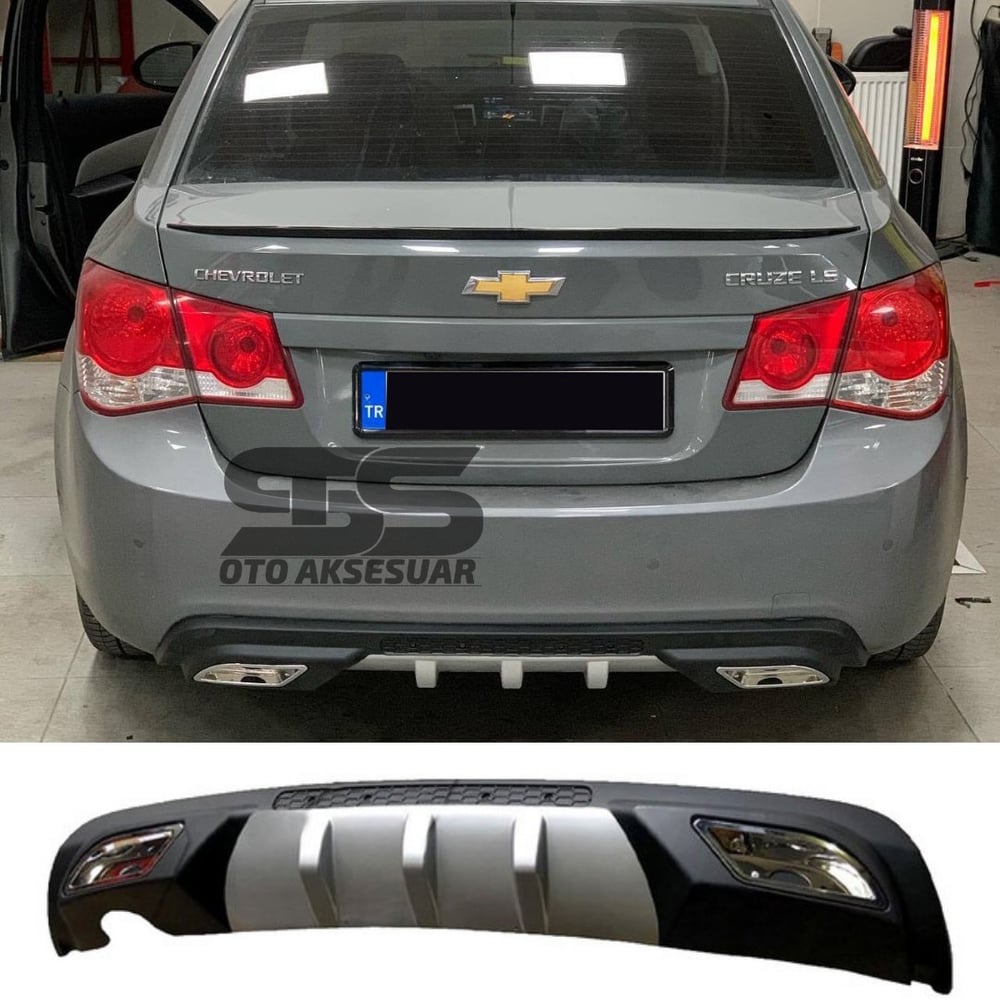 Chevrolet Cruze Difüzör Arka Tampon Eki 2 Egzoz Çıkışlı Gri